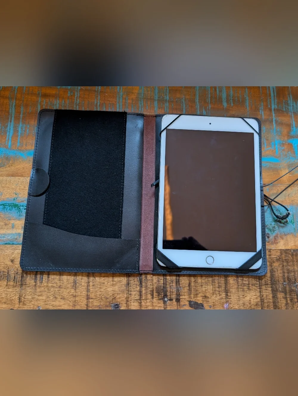 Oberon Design Embossed Leather iPad Mini Cover in Deep Brown
